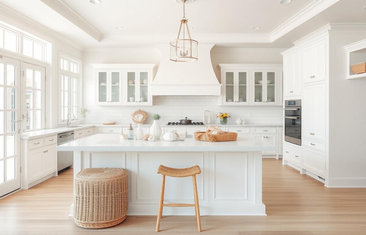 Beach House Kitchen Island Decor Ideas Beach house kitchen island decor ideas. Coastal style kitchen with nautical accents and beach-themed accessories.