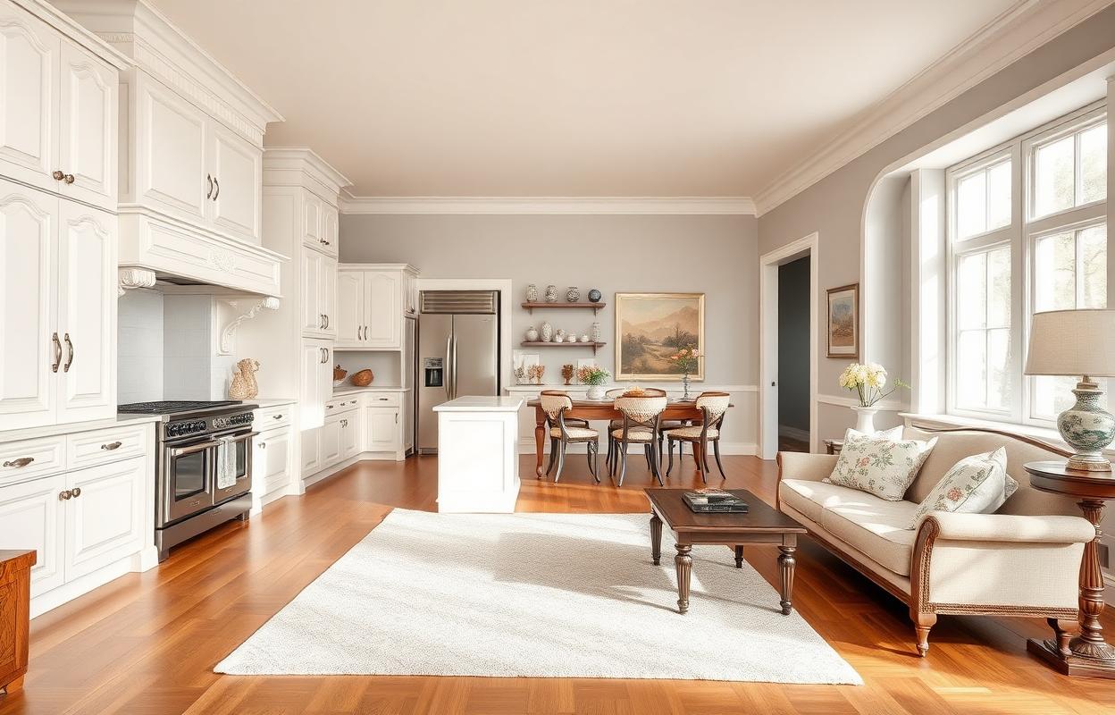 Classic Open Kitchen Living Room Design Tips Classic open kitchen living room design tips. Elegant interior with seamless flow, maximizing space & style.