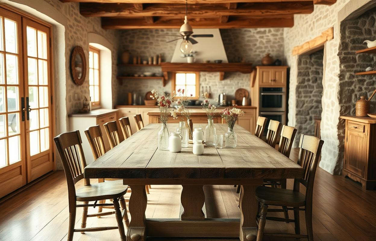 Cozy Rustic Kitchen & Dining Room Ideas Cozy rustic kitchen & dining room design. Warm wood tones, stone accents, and inviting spaces for gatherings. Rustic home decor inspiration.