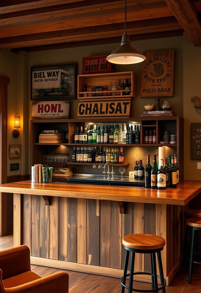 DIY Home Bar Ideas: Building a Rustic Wooden Bar DIY Rustic Wooden Home Bar Idea. Build your own custom bar. Basement Bar Ideas.
