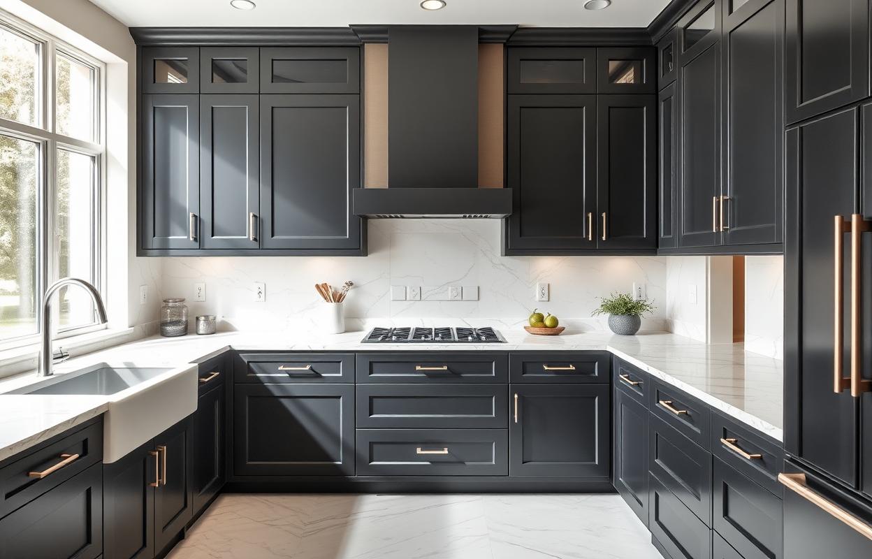 Dramatic Kitchen Design: Mastering Dark Color Palettes Dramatic dark kitchen design. Sophisticated interior featuring a bold color palette. Inspiring ideas for a modern, moody kitchen.