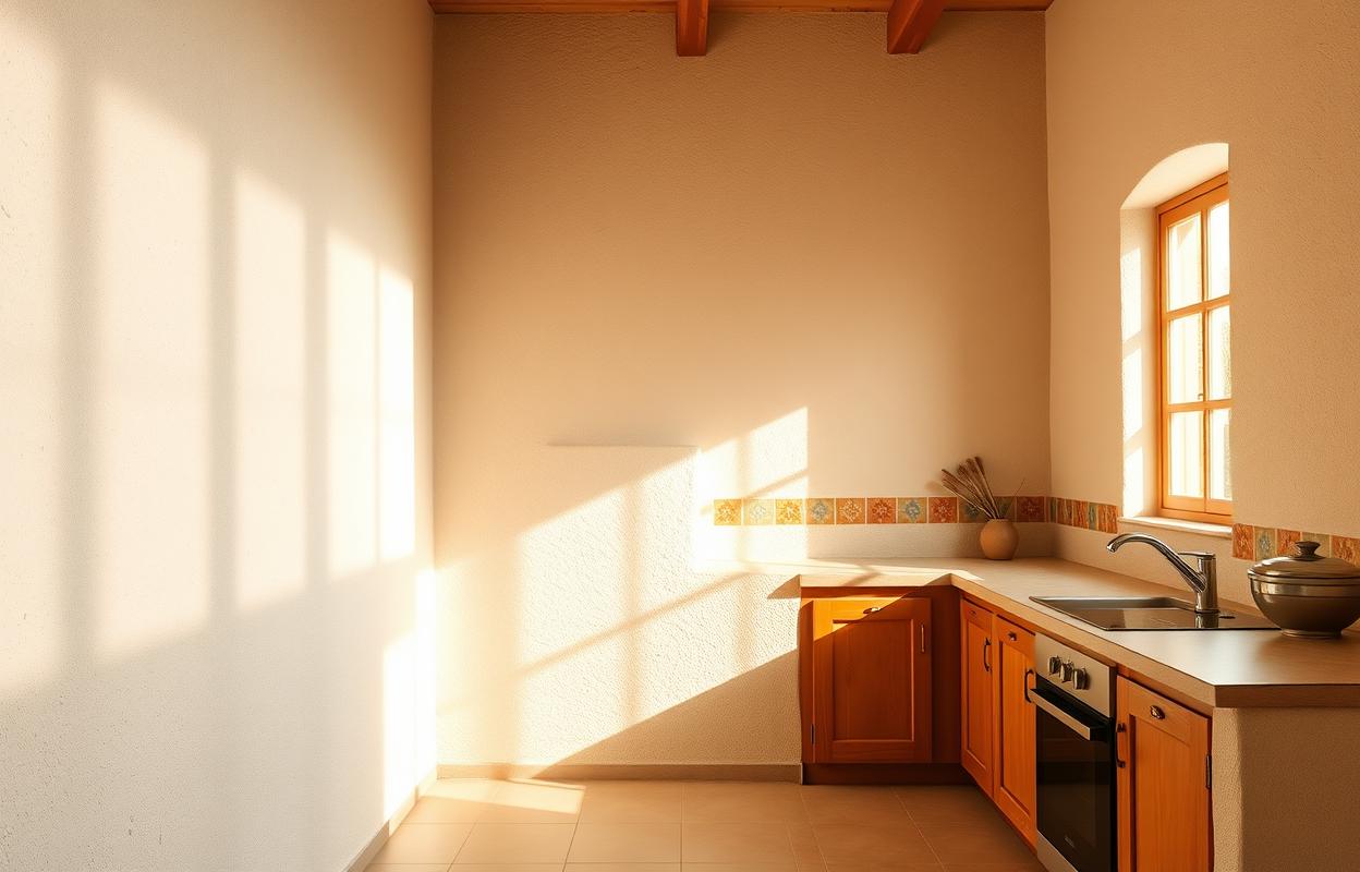Hacienda Kitchens: Decorating with Textured Walls Hacienda Kitchen textured walls. Rustic kitchen decor, warm tones. Southwestern kitchen design inspiration.