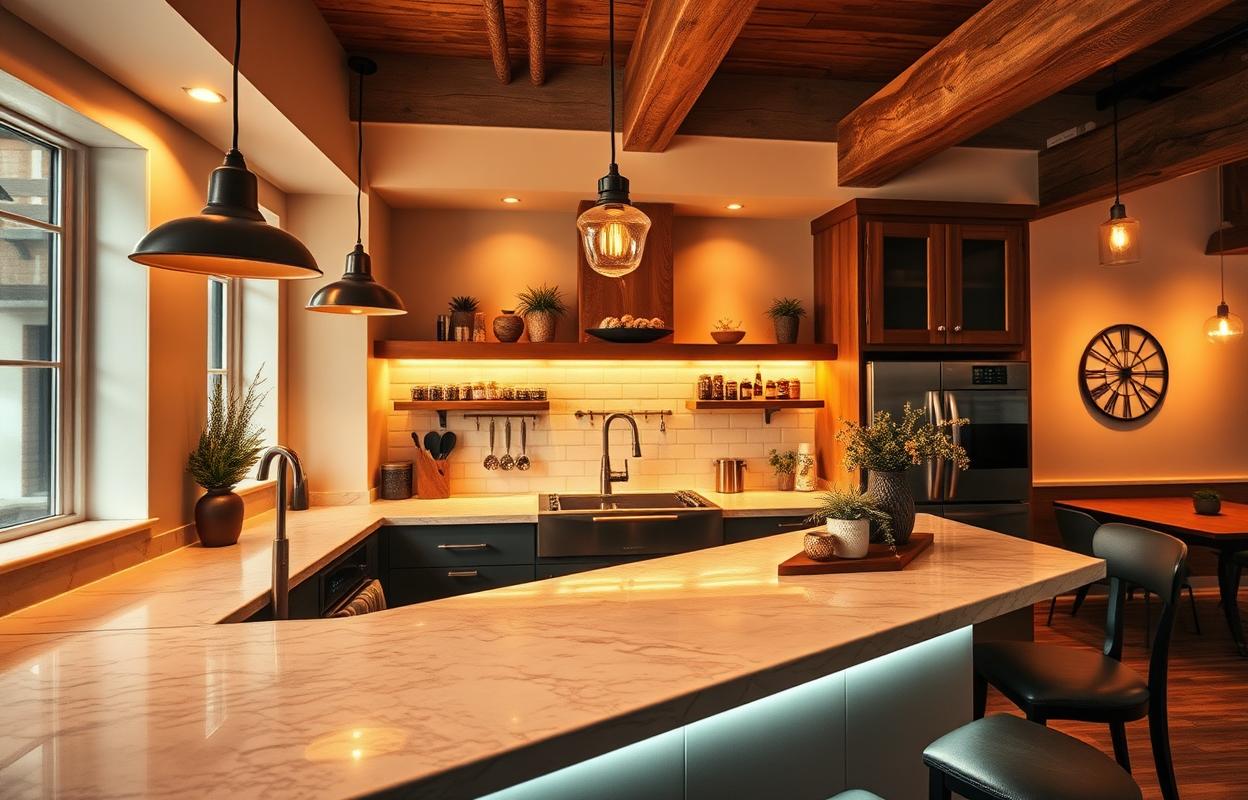Kitchen Bar Lighting Ideas: Brighten Up Your Space Kitchen bar lighting ideas: Modern pendant lights and recessed lighting over a kitchen island bar area. Bright and stylish design.