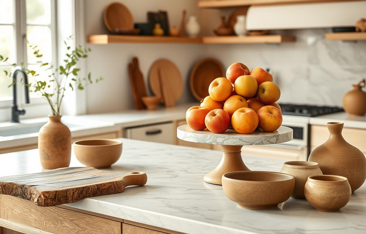 Kitchen Island Decor: Embracing Natural Elements Natural Kitchen Island Decor: Wood, plants, & stone create a warm, inviting space. Stylish & organic kitchen design inspiration.