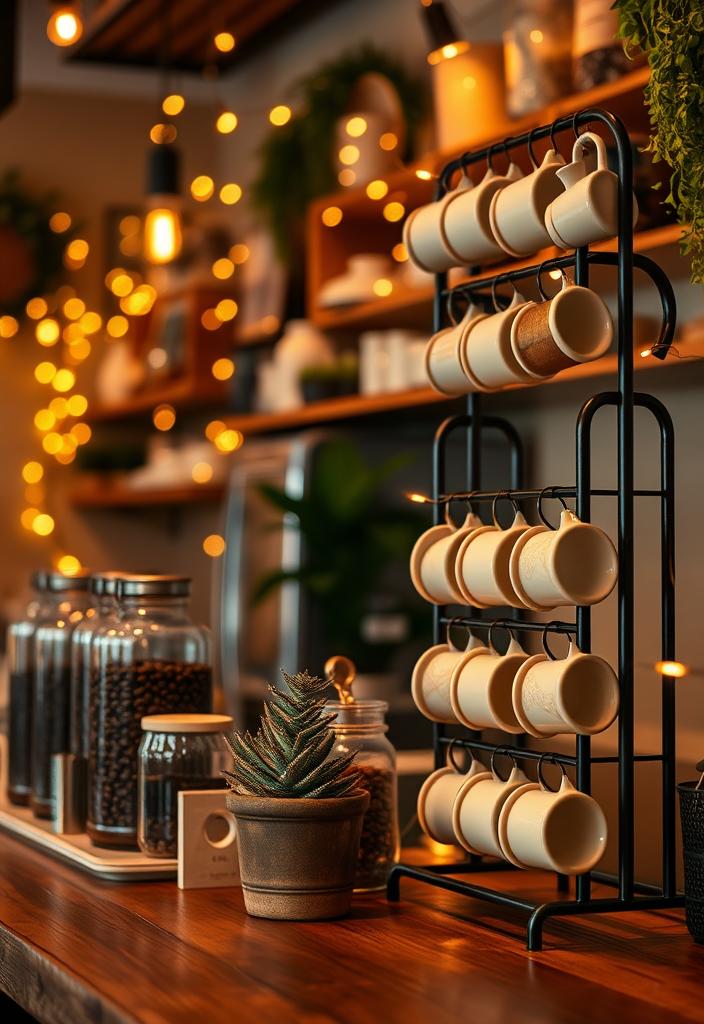 Magical Coffee Bar Ideas: Fairy Lights & More! Magical coffee bar ideas: Fairy lights, whimsical decor. Home coffee station inspiration for a cozy, enchanting atmosphere.