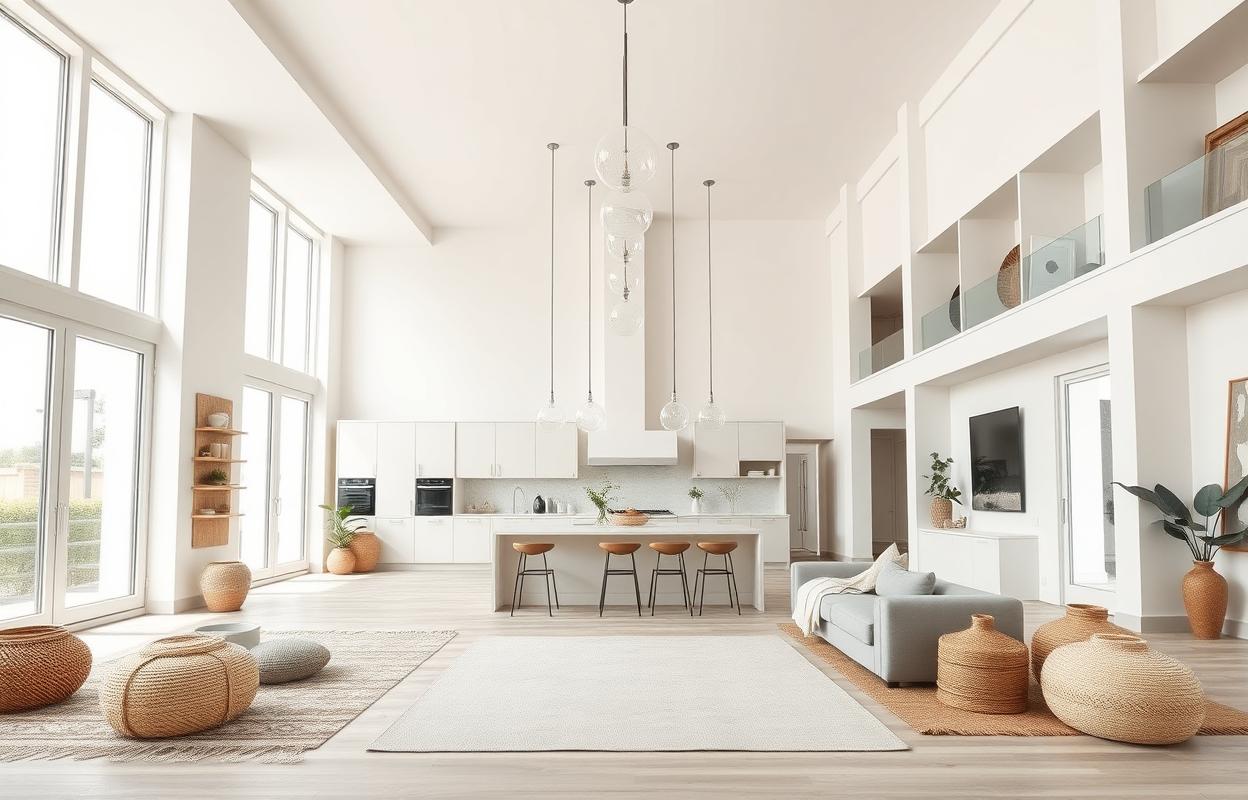 Open Kitchen Living Room Ideas with High Ceilings Open kitchen living room design with high ceilings. Inspiring layouts for bright, airy, modern homes. Kitchen-living combo ideas.