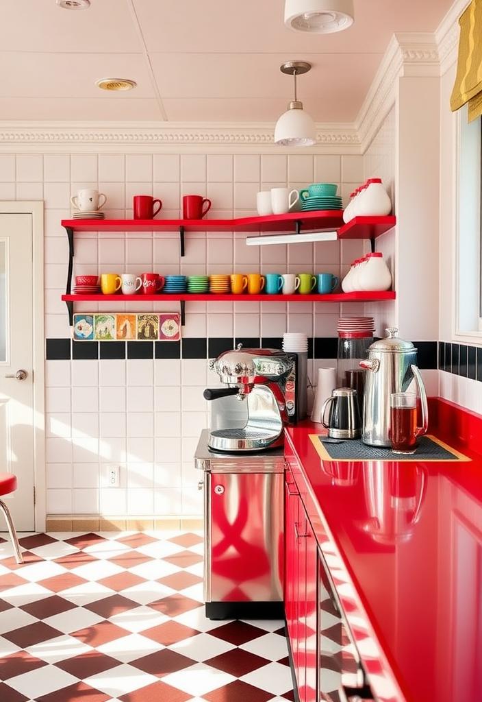 Retro Diner Coffee Bar Ideas: Brew Up Some Nostalgia! Retro diner coffee bar design. Nostalgic coffee station with vintage diner decor. Brew up retro vibes at home!