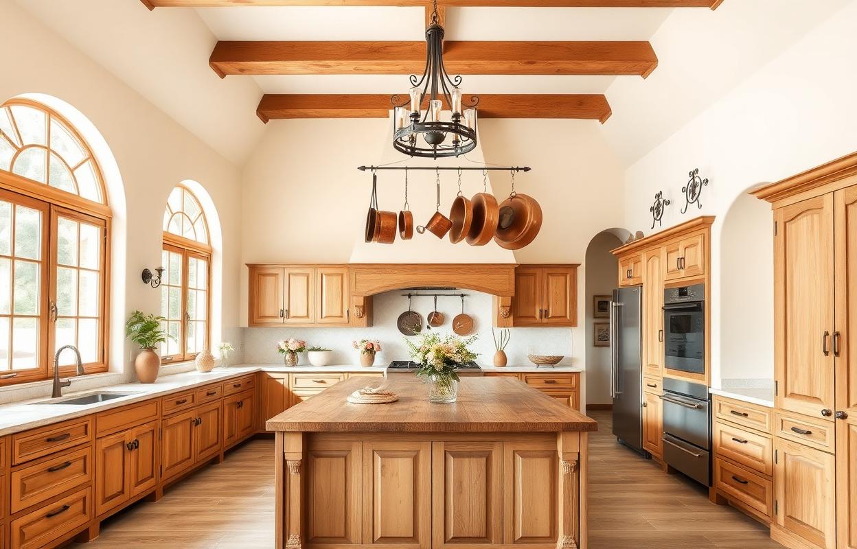 Rustic Kitchen Design: Hacienda Style with Iron Decor Rustic hacienda kitchen design. Iron decor accents, warm wood tones create a cozy, inviting atmosphere. Browse for inspiring kitchen ideas.