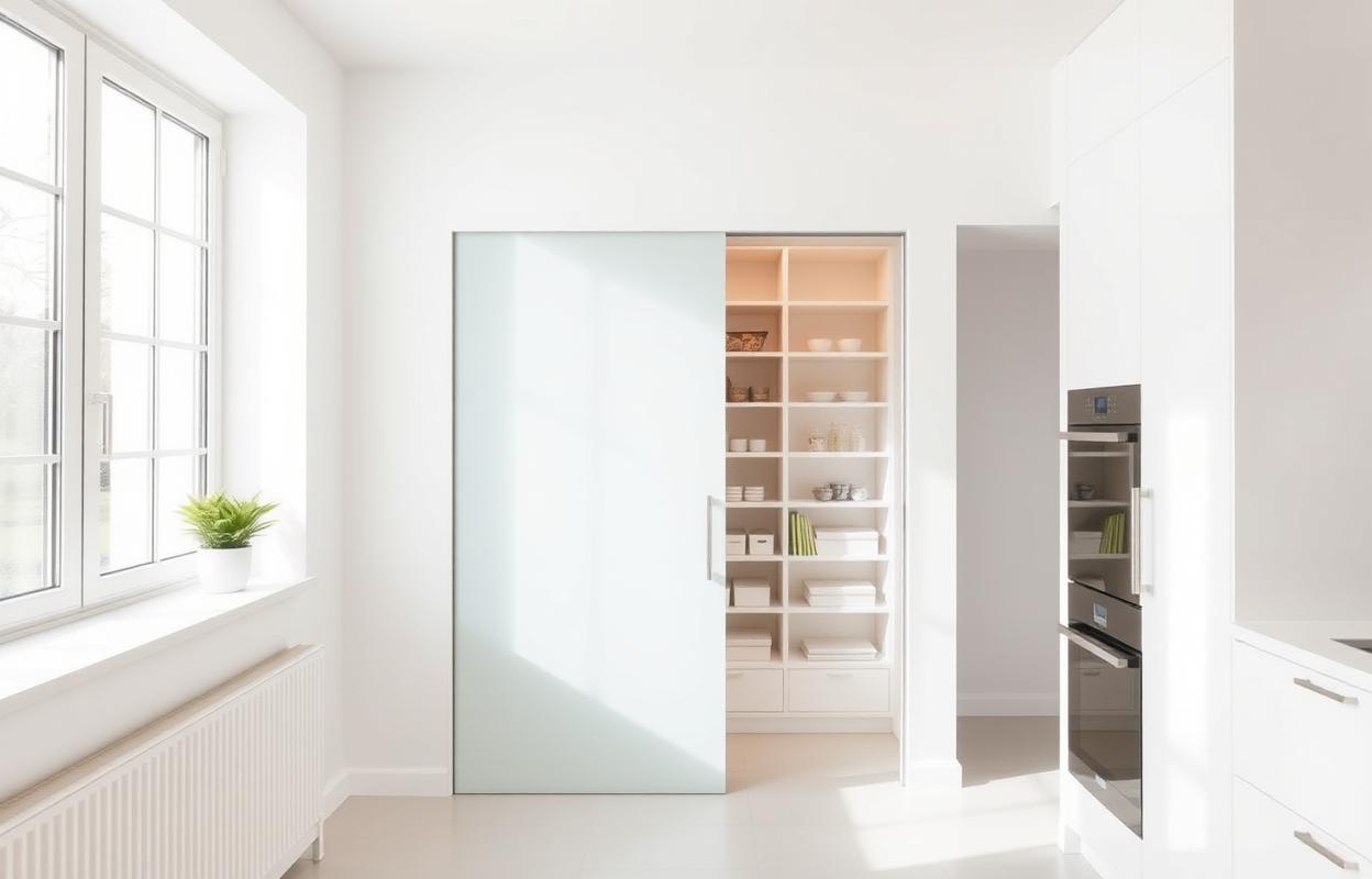 Space-Saving Sliding Door Pantry Ideas Space-saving pantry with sliding door. Clever kitchen storage solutions. Maximize space with sliding pantry doors for a clutter-free organized kitchen