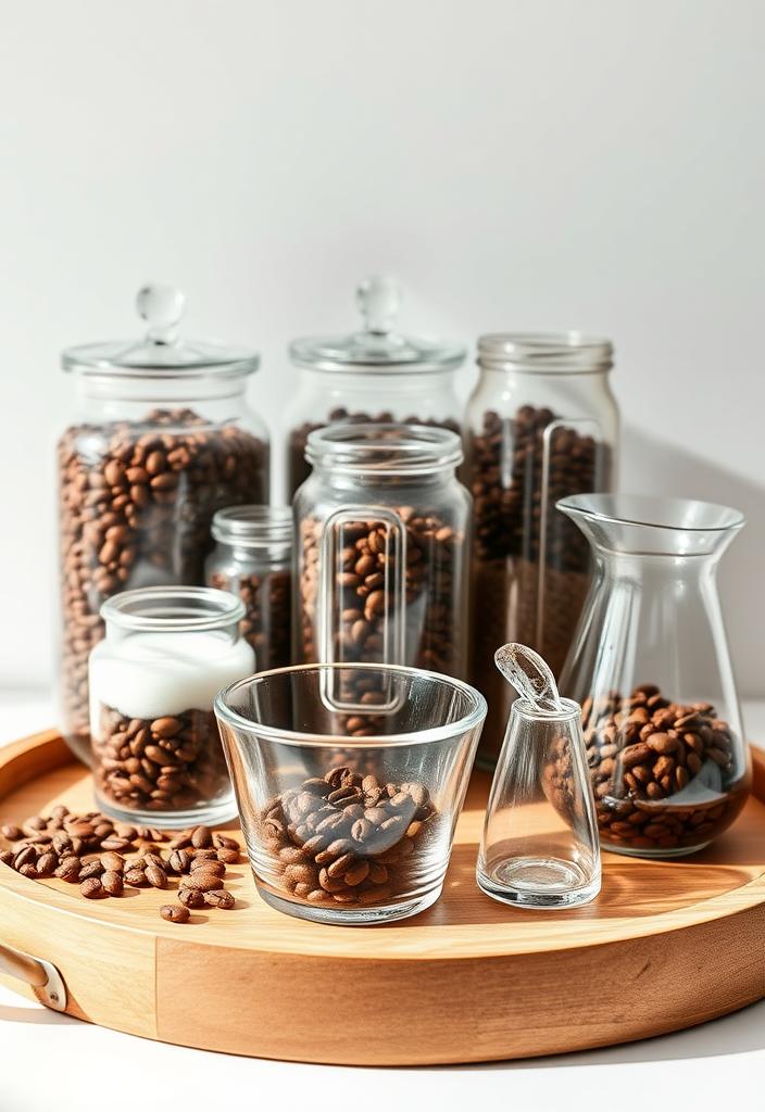 Stylish Glass Coffee Display Ideas Stylish glass coffee display ideas. Showcase your coffee beans, mugs & accessories with elegant glass jars and containers. Modern coffee bar inspirati