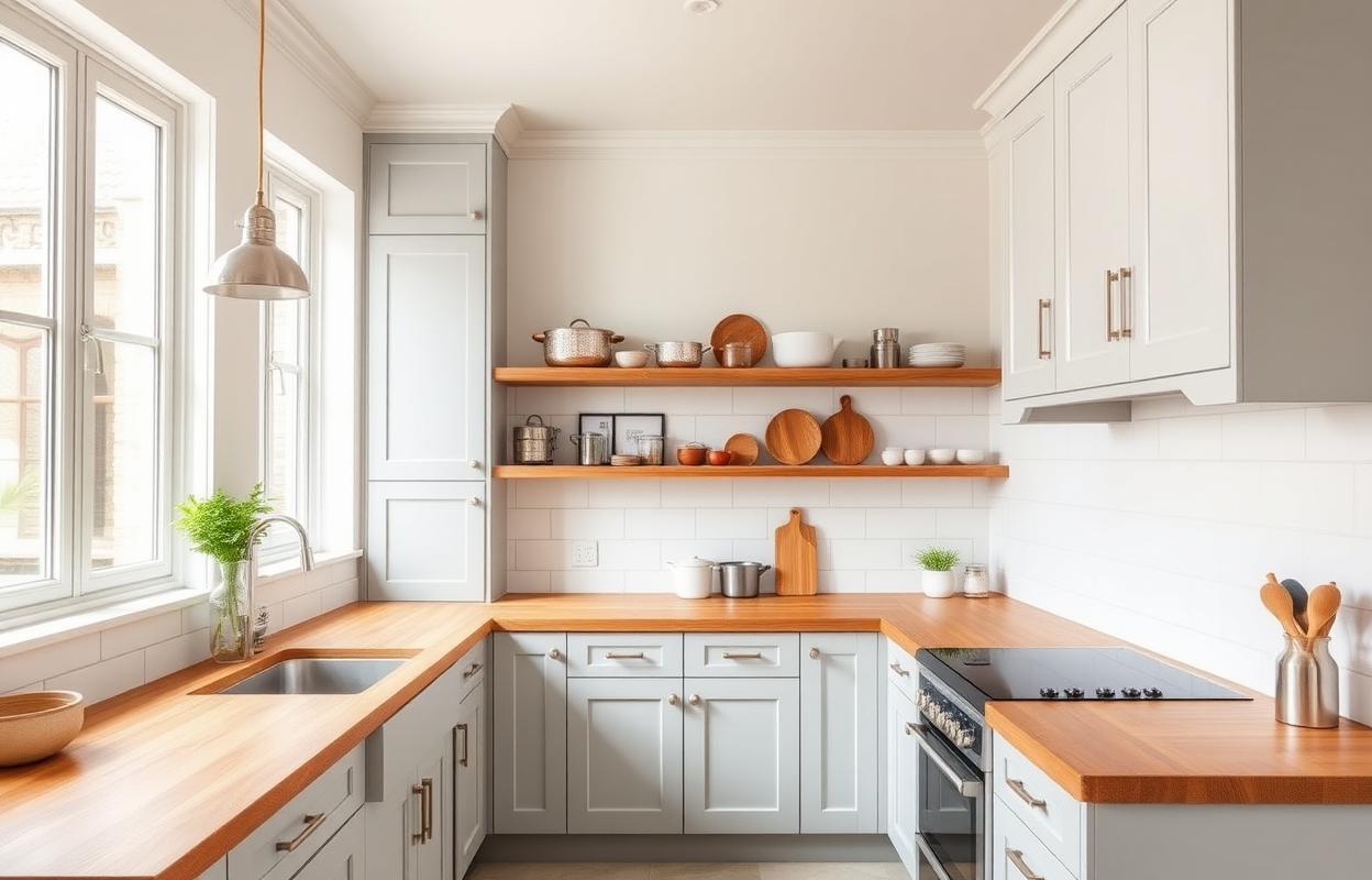 Stylish Gray Kitchen Designs with Wood Details Stylish gray kitchen design with wood accents. Modern kitchen featuring gray cabinets, wood countertops, and minimalist details.