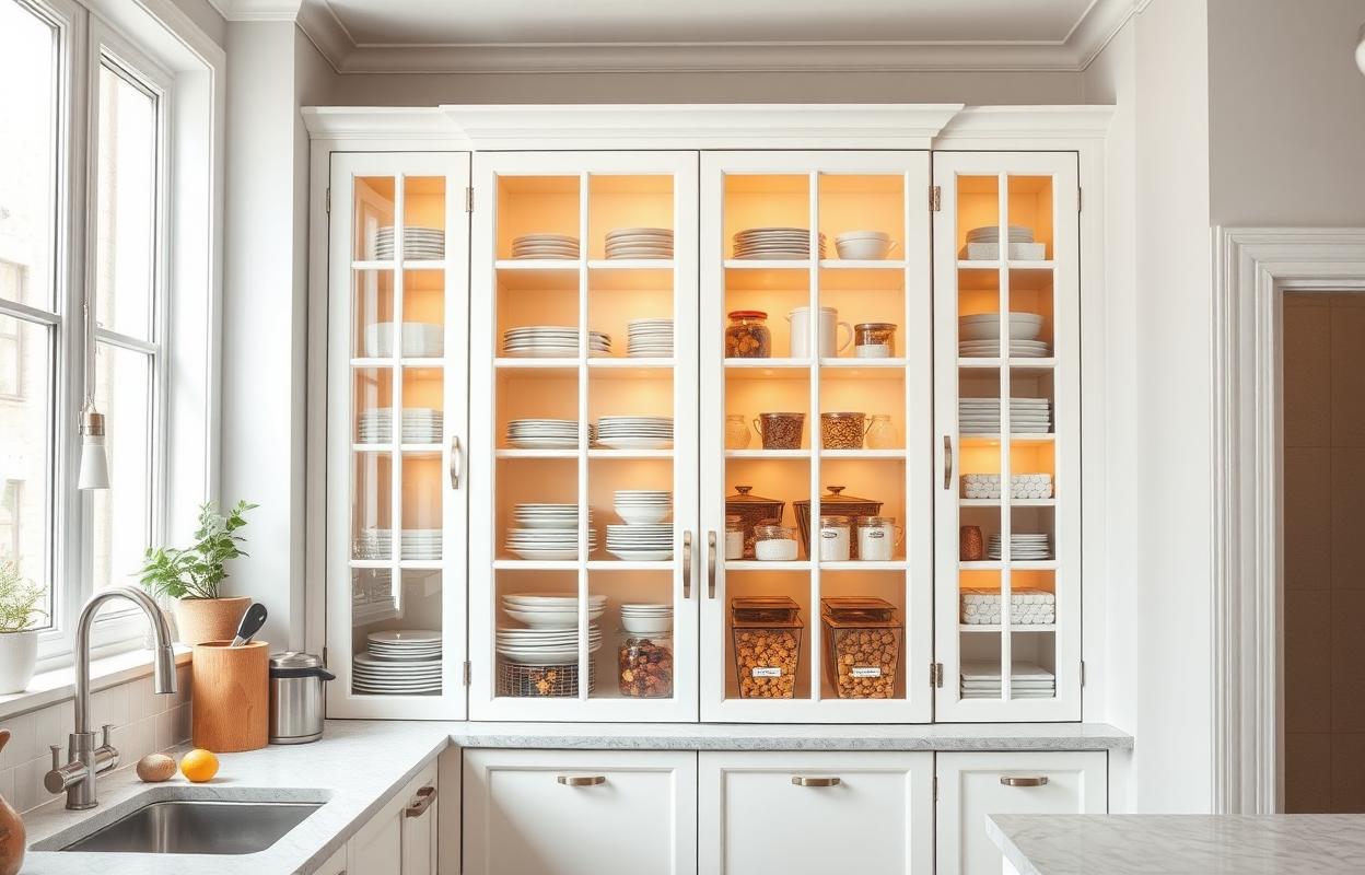Stylish Kitchens: Glass Door Pantry Cabinet Ideas Stylish kitchen with glass door pantry cabinet. See modern pantry designs & storage ideas for organized kitchens.