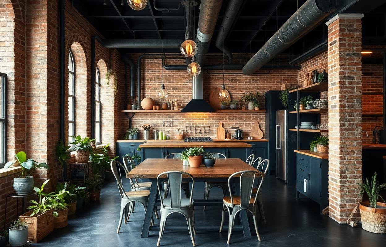 Unique Industrial Kitchen Dining Area Designs Unique industrial kitchen dining area design ideas. Modern, rustic, and creative spaces blending cooking and dining in style.