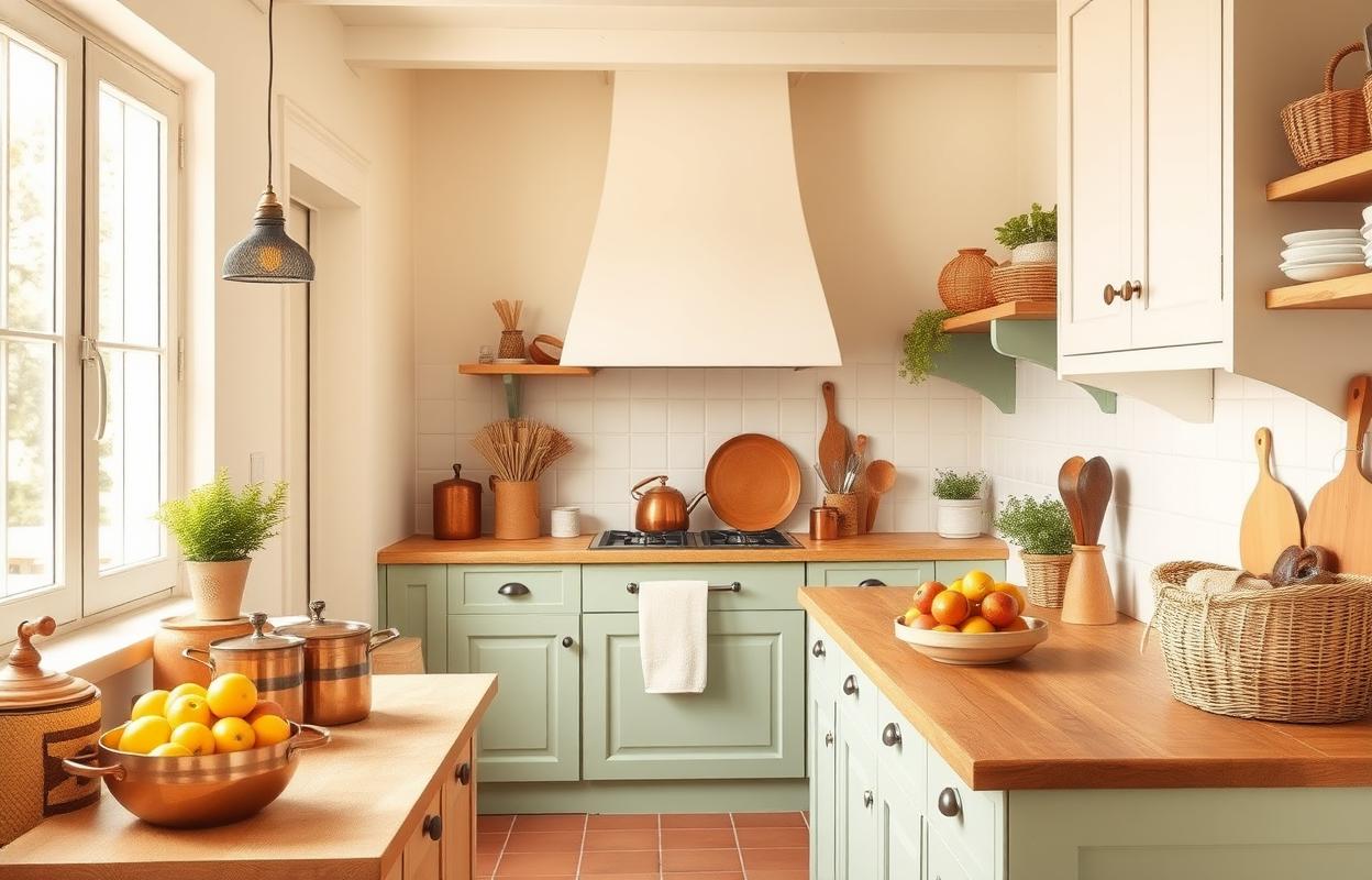 Warm Kitchen Colors: Earth Tones for Cozy Spaces Warm kitchen with earth tones. Cozy space featuring beige cabinets, brown accents, and natural light. Earthy kitchen color scheme.